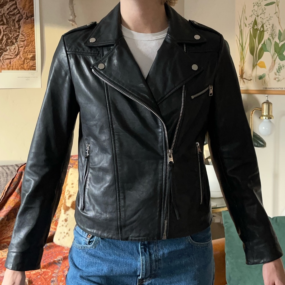MNG (Mango) Leather Moto Jacket